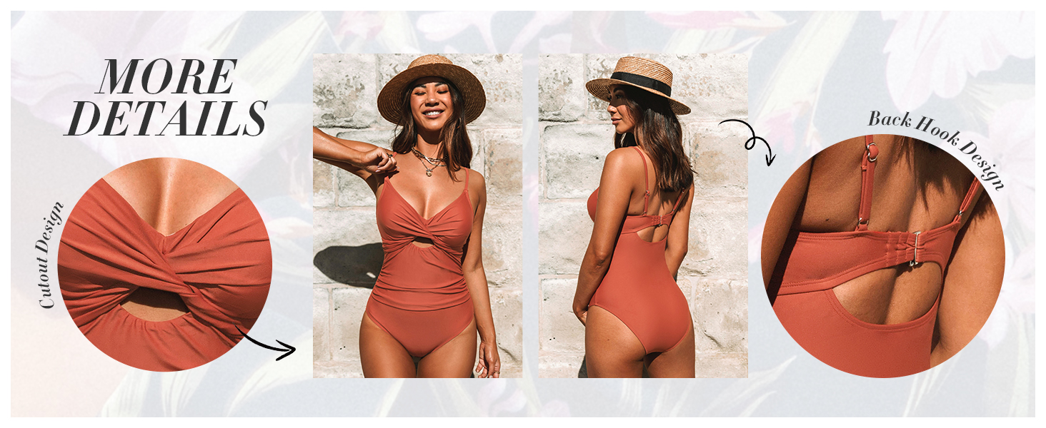 Купальник CUPSHE з V-подібним вирізом, ефект зав'язування, корегуючий, з декоративними вставками, суцільний, синій