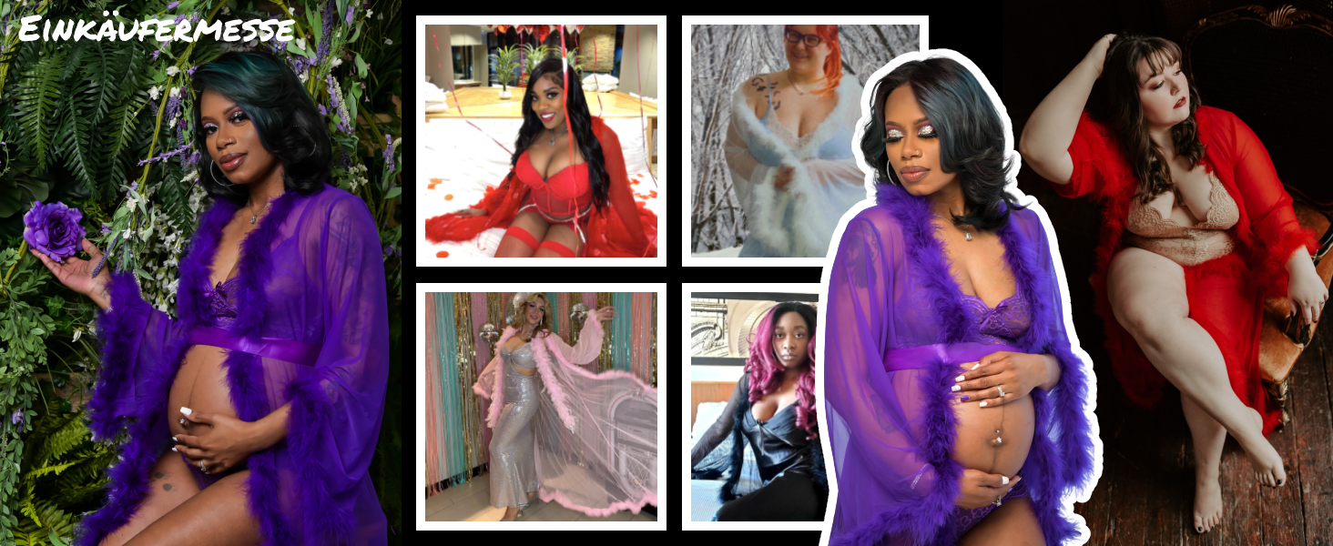 Жіночий халат з пір'ям Ohyeahlady: сексуальний кімоно, довгий, прозорий, мереживний, великі розміри 3XL-4XL, рожевий