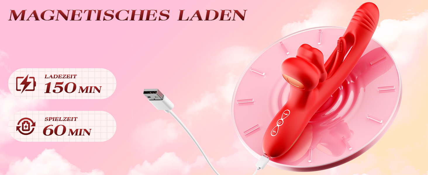 Вібратор для жінок Dildo з 7 режимами вібрації, стимулятором G-точки та клітора, рожевий