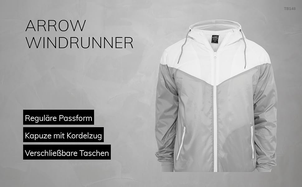 Чоловічий віндбрейкер Urban Classics Arrow Windrunner з капюшоном, демісезонна куртка з кольоровими блоками, чорно-біла, розмір M