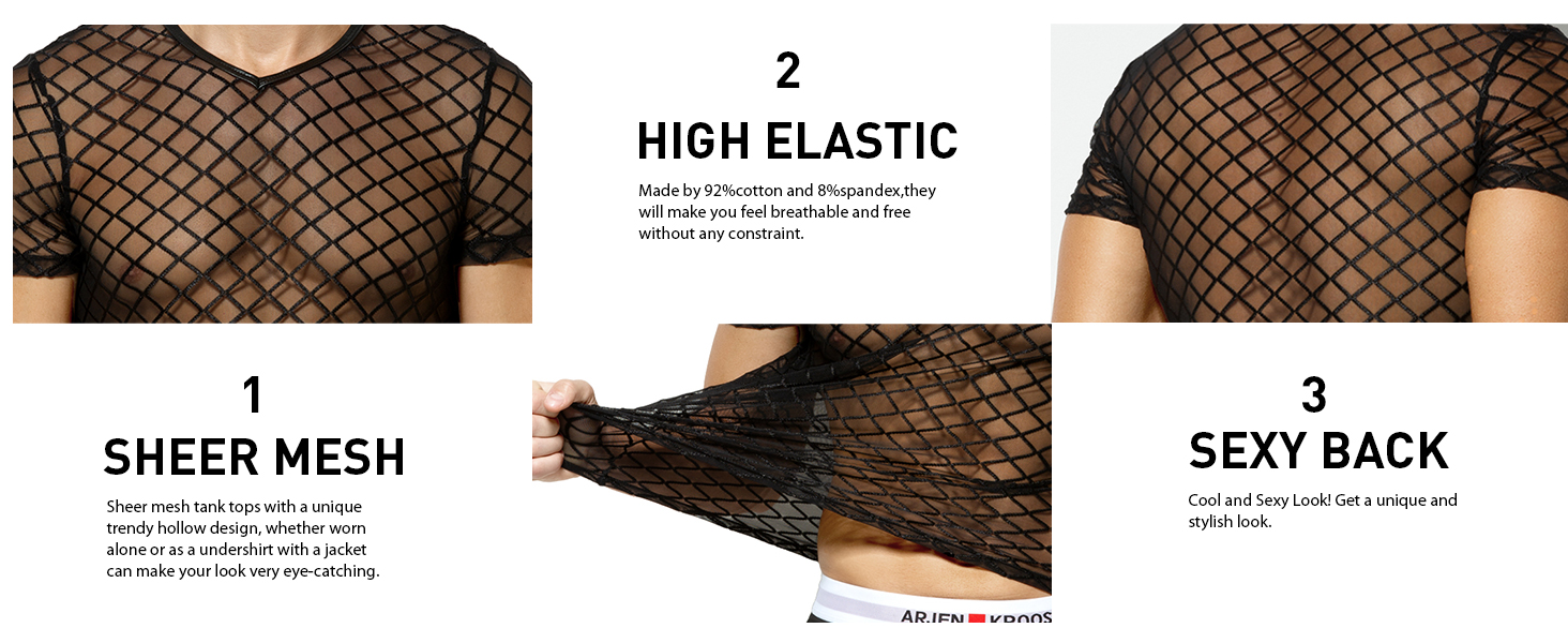 Футболка з короткими рукавами Casey Kevin Herren, сітка, мережа, чорний XL