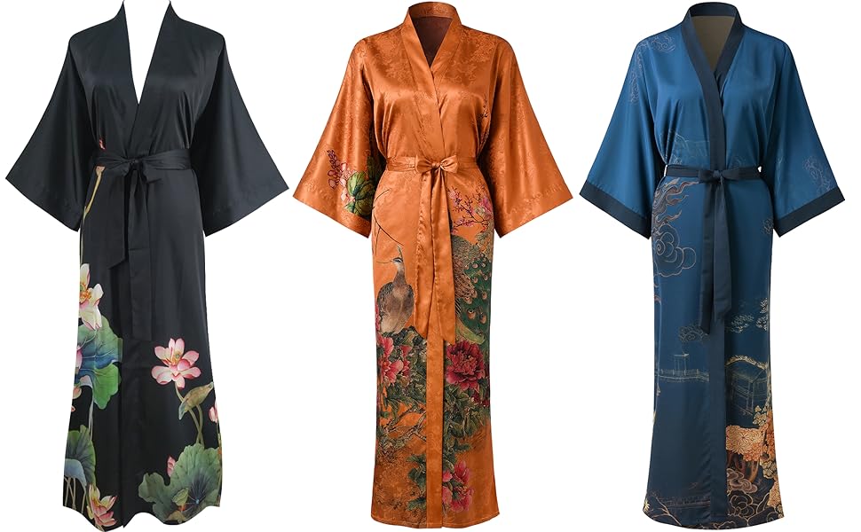 Халат жіночий Ledamon, довгий, квітковий, халат для ванної, нічна сорочка, універсальний розмір, трав'яний зелений