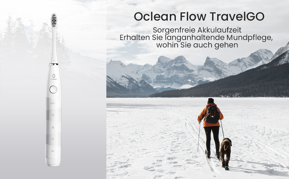 Електрична сонічна зубна щітка Oclean Flow Gift Set, біла: 5 режимів, 6 насадок, дорожній футляр, водонепроникність IPX7, акумулятор на 180 днів