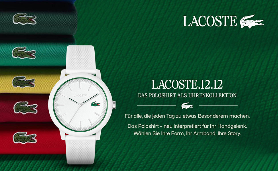 Аналоговий кварцовий годинник Lacoste 12.12 унісекс з силіконовим ремінцем Petit Piqué, бірюзовий (MEN, Turquoise)