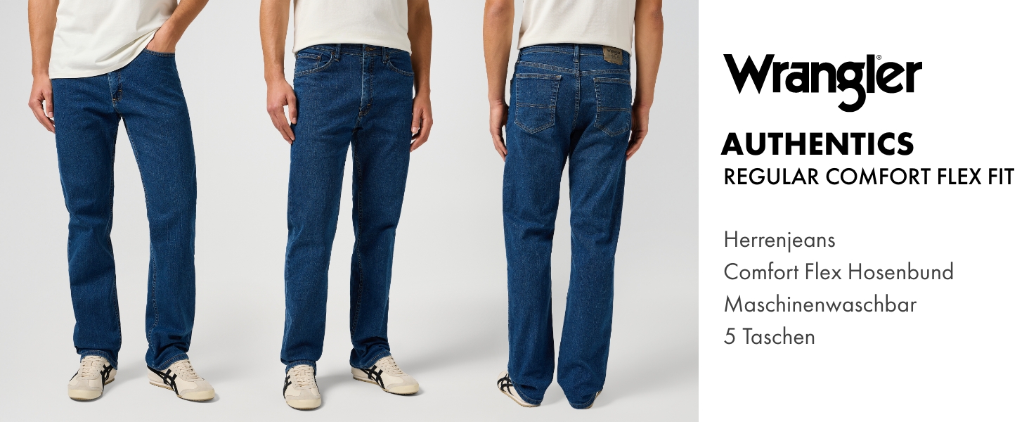 Чоловічі джинси Wrangler Authentics Regular Straight Fit, темно-блакитні (Dunkel Stonewash), 38W / 32L