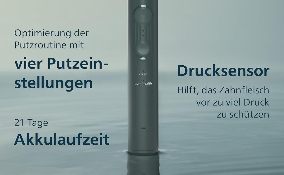 Електрична сонічна зубна щітка Philips Sonicare Series 4100 з датчиком тиску, 4 режимами чищення та дорожнім чохлом, темно-зелена, HX4044/52