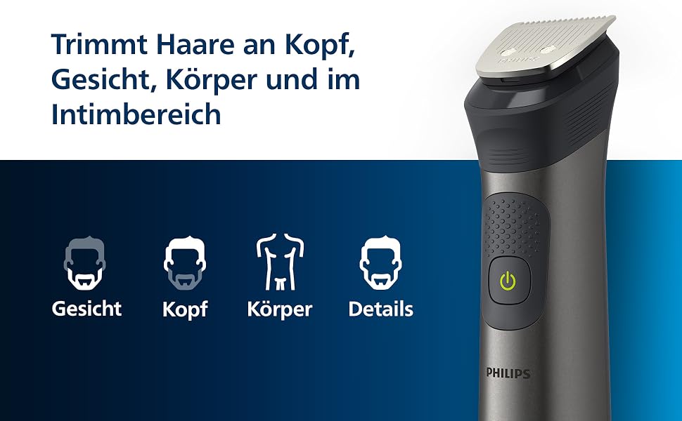 Універсальний тример та машинка для стрижки Philips Multigroom Series 7000 MG7961/15, 17 в 1 для обличчя, голови та тіла, металеві леза, 26 налаштувань довжини (0,5-20 мм)