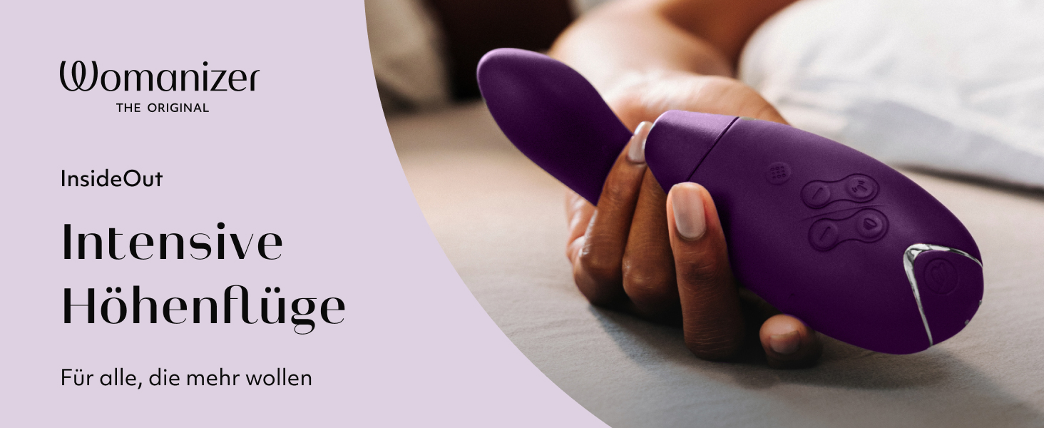 Вібратор Womanizer InsideOut для жінок - стимулятор клітора з функцією імпульсу, кролик, 12 рівнів інтенсивності (фіолетовий)