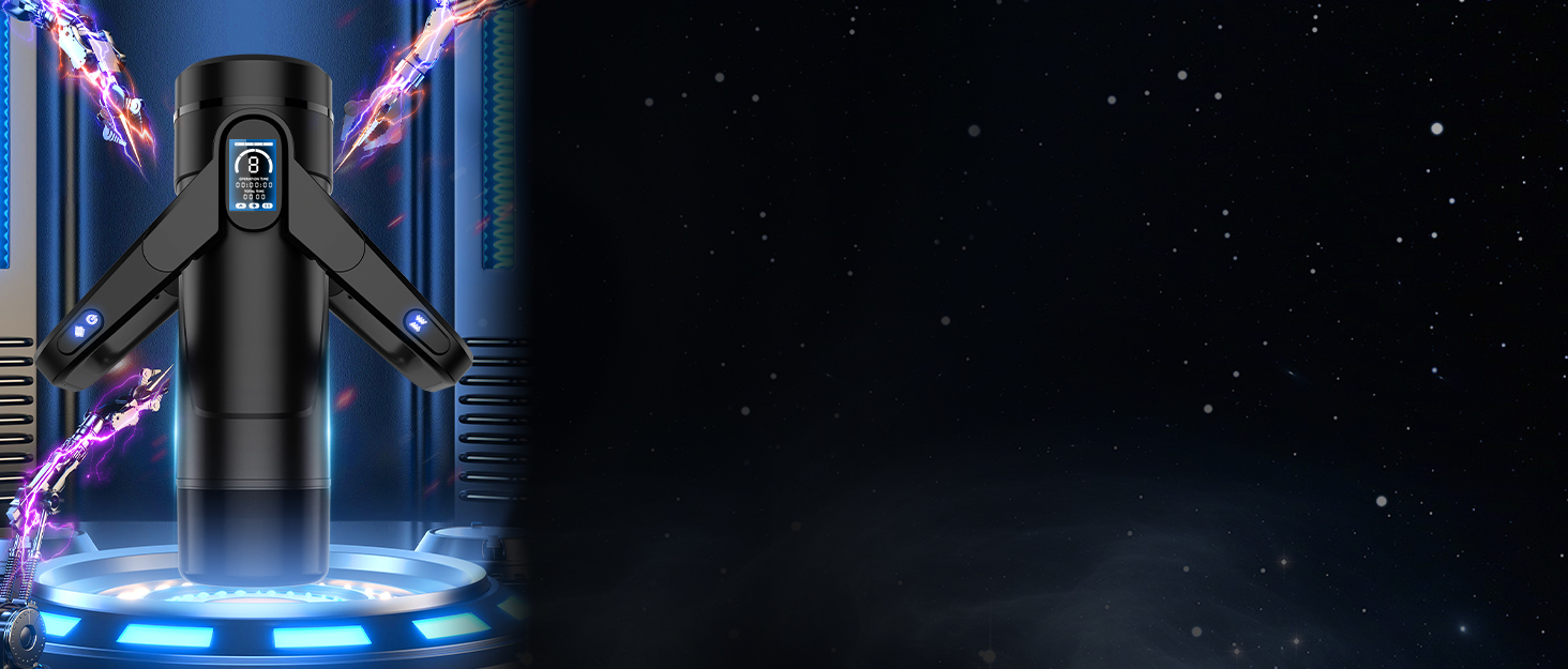 Інтимна іграшка для чоловіків Eanatoys з 9 вібраціями, телескопічною функцією, 3D-реалістичною вагіною та LCD-дисплеєм. Чорний колір