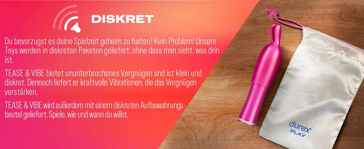 Вібратор Durex Tease & Vibe 2-в-1 з тезером - секс-іграшка для жінок, чоловіків та пар, 7 режимів вібрації, USB-зарядка, водонепроникний