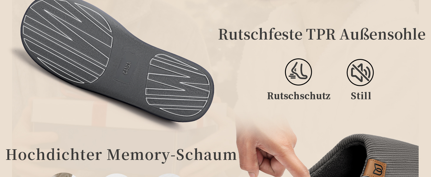Чоловічі капці WateLves з вельвету та піною Memory Foam, теплі домашні та вуличні тапочки в смужку, сірі, розмір 44/45 EU