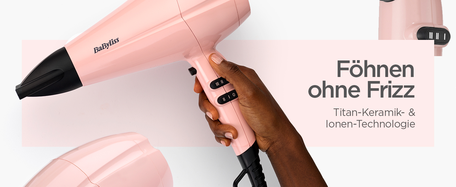 Фен для волосся BaByliss Rose Blush 5337PRE, 2200 Вт, з іонною технологією, 3 температурні та 2 швидкісні режими, рожевий