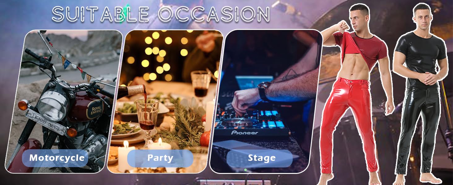 Чоловічі штани QiaTi: стильні, зручні, з еластичною тканини, прямі штанини, для мотоциклів та клубів (червоний, M)