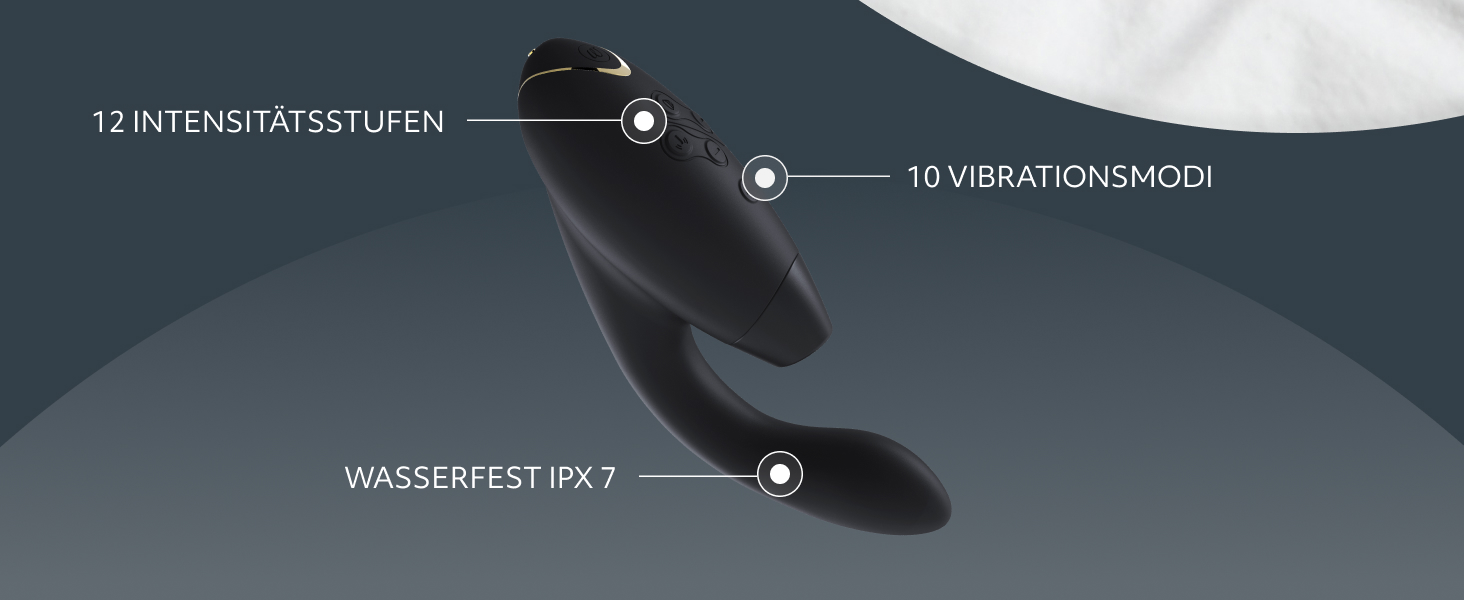 Womanizer DUO 1: Вібратор-заспокійник та стимулятор G-точки з присоскою, 12 рівнів інтенсивності, чорний/золотий