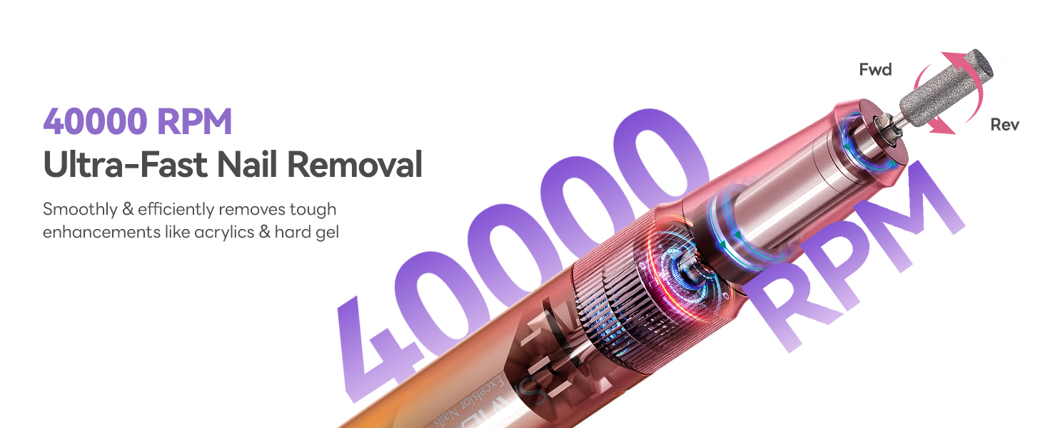 Професійний електричний апарат для манікюру та педикюру SAVILAND, 40000 об/хв, портативна машинка для нігтів 12 в 1 з LCD-дисплеєм, для акрилових та гель-нігтів, градієнтний фіолетовий (жовто-помаранчевий)