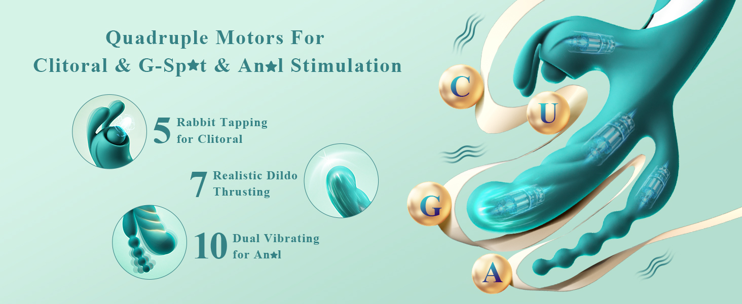 Вібратор G-Punkt Rabbit 3-в-1: анальний дildo, стимулятор клітора, для жінок. Силіконовий вібратор, іграшки для дорослих, для пар. 5 режимів вібрації, XXL