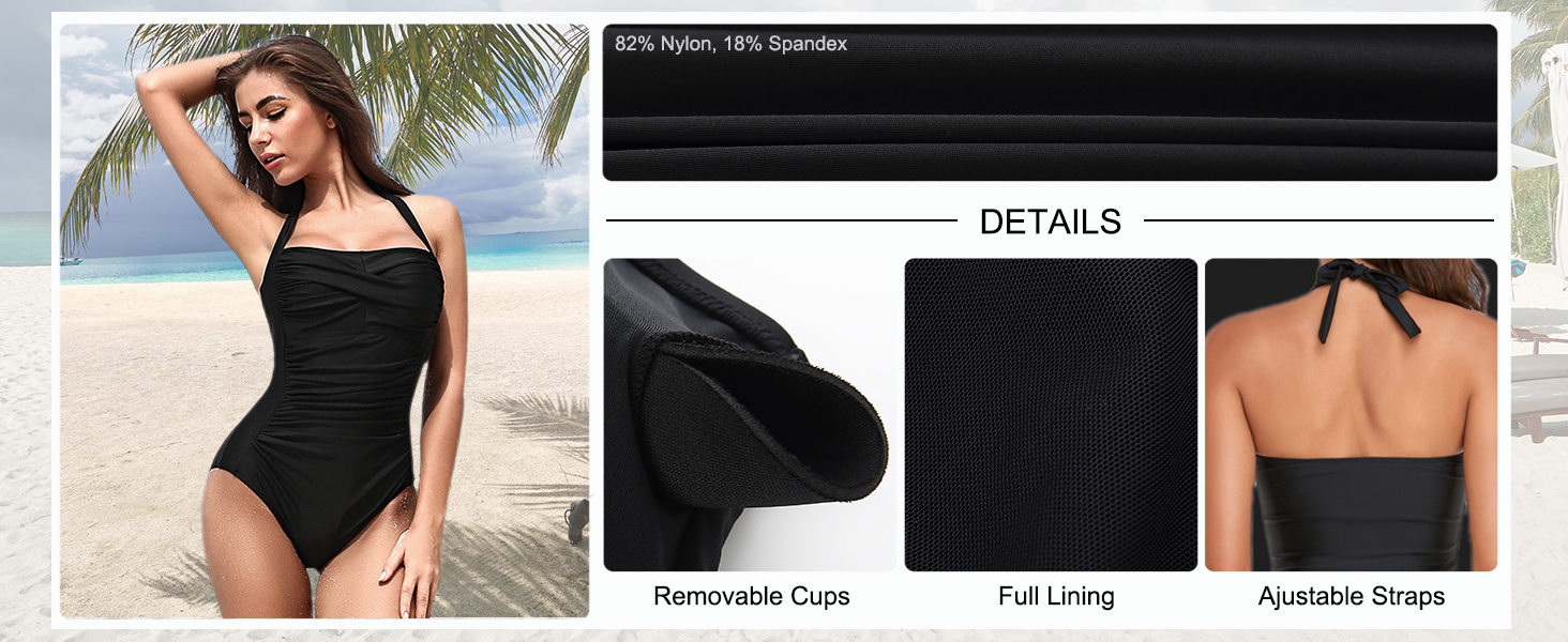 Купальник жіночий Smismivo з Push Up та ефектом живота, з драпіруванням, ретро стиль, червоний (M)