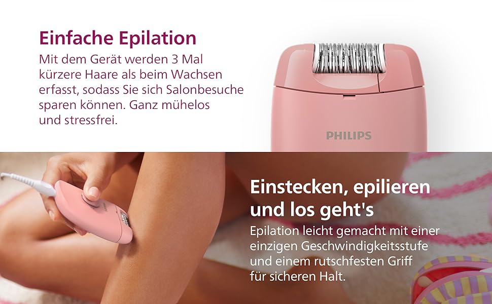 Епілятор Philips Series 2000 BRE229/00 дротовий пристрій для видалення волосся, чорний