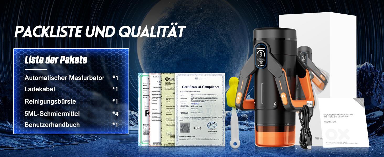 Інтимна іграшка для чоловіків Eanatoys Masturbieren - 9 вібраторів, телескопічна функція, 3D реалістична вагіна, LCD-дисплей, помаранчевий колір