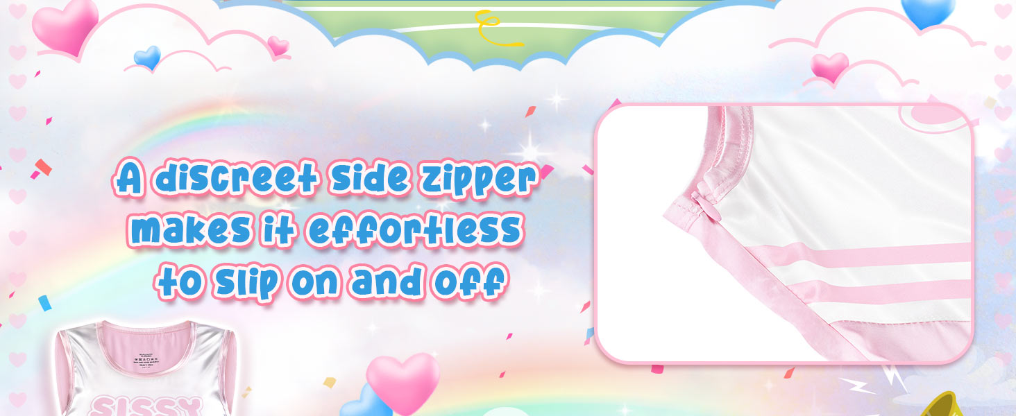 Рожевий боді-комбінезон LittleForBig Sissy з атласу, без рукавів, розмір XL