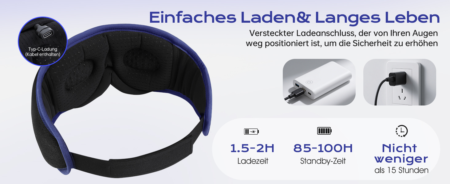 Маска для сну з Bluetooth-навушниками LC-dolida V5.4, дихаюча 3D маска для очей з мікрофоном, бавовняна мийна пов'язка для сну, подорожей та медитації (Ultramarin)