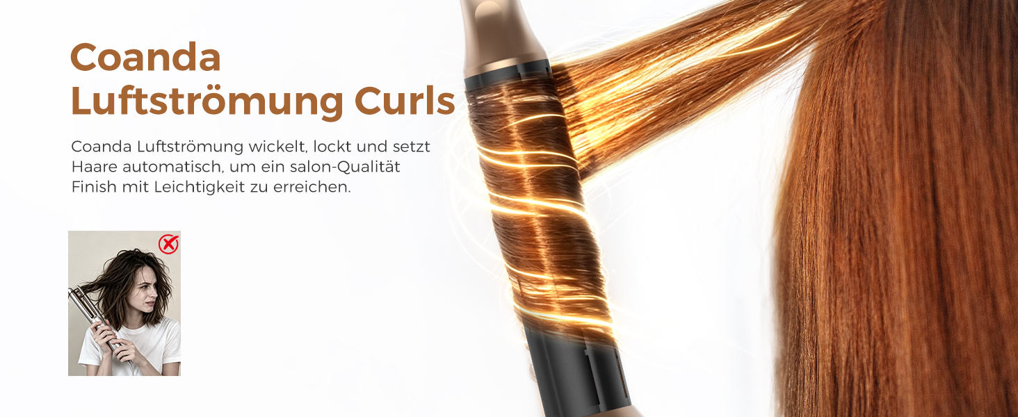 Мультистайлер для волосся 6 в 1 UKLISS Air Styler Set з дифузором, LCD-дисплеєм та насадами для завивки, сушіння та вирівнювання, 1000 Вт, Gold Blue