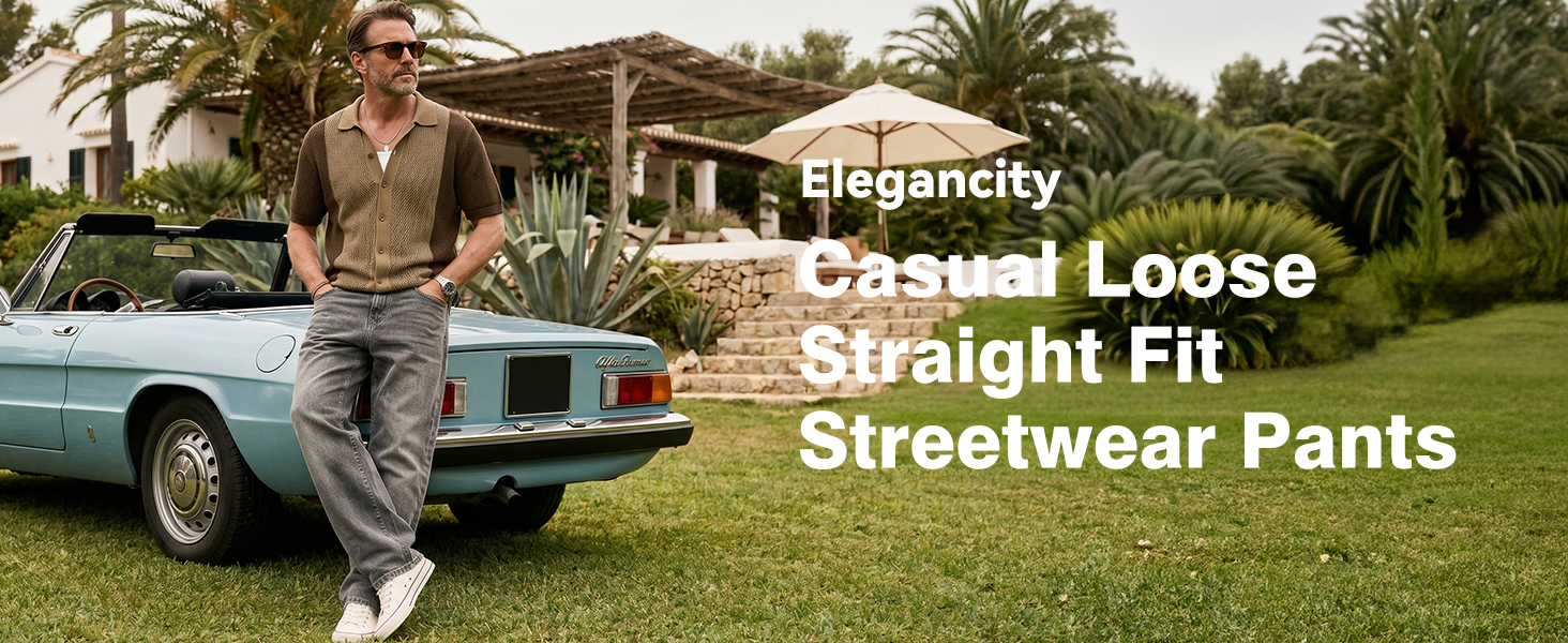 Чоловічі джинси Elegancity Baggy Stretch — Широкі штани Straight Y2K Streetwear, Loose Fit, сині, розмір S