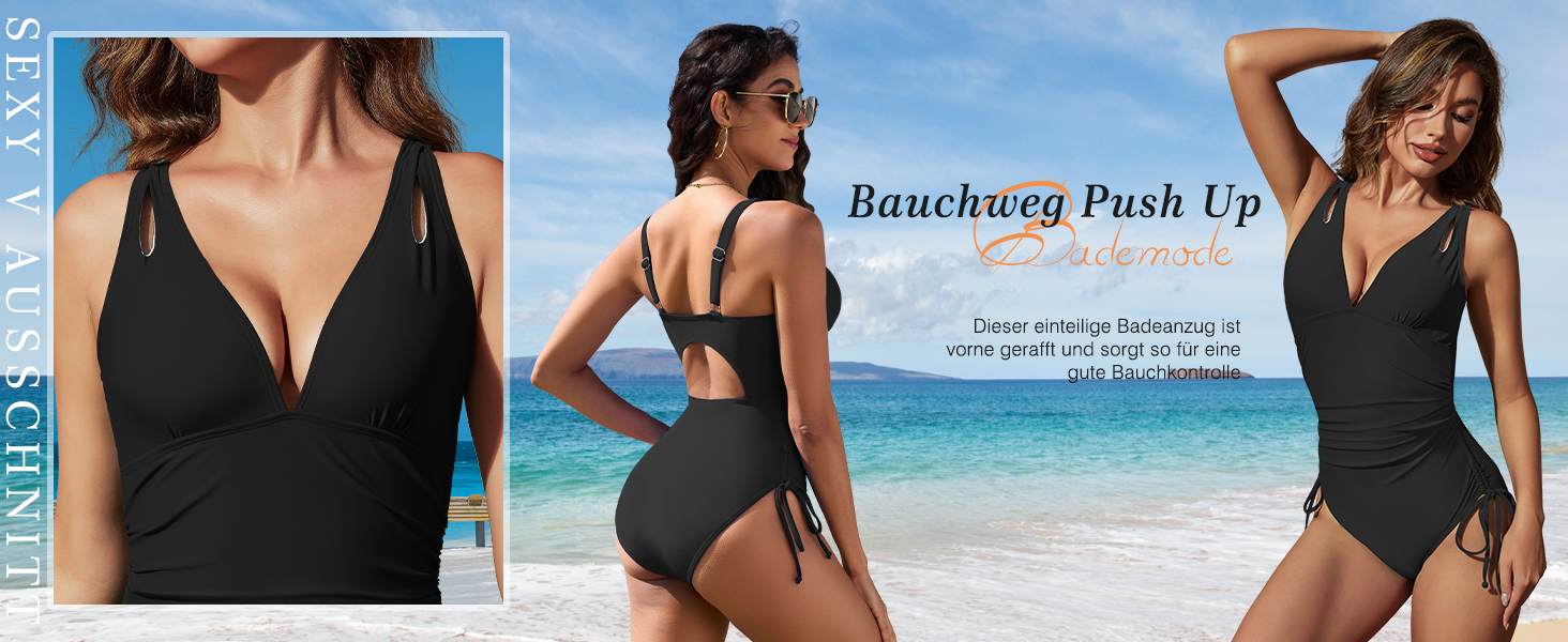 Чоловічий купальник Brosloth: одноцільний, з пуш-ап, великі розміри, чорний