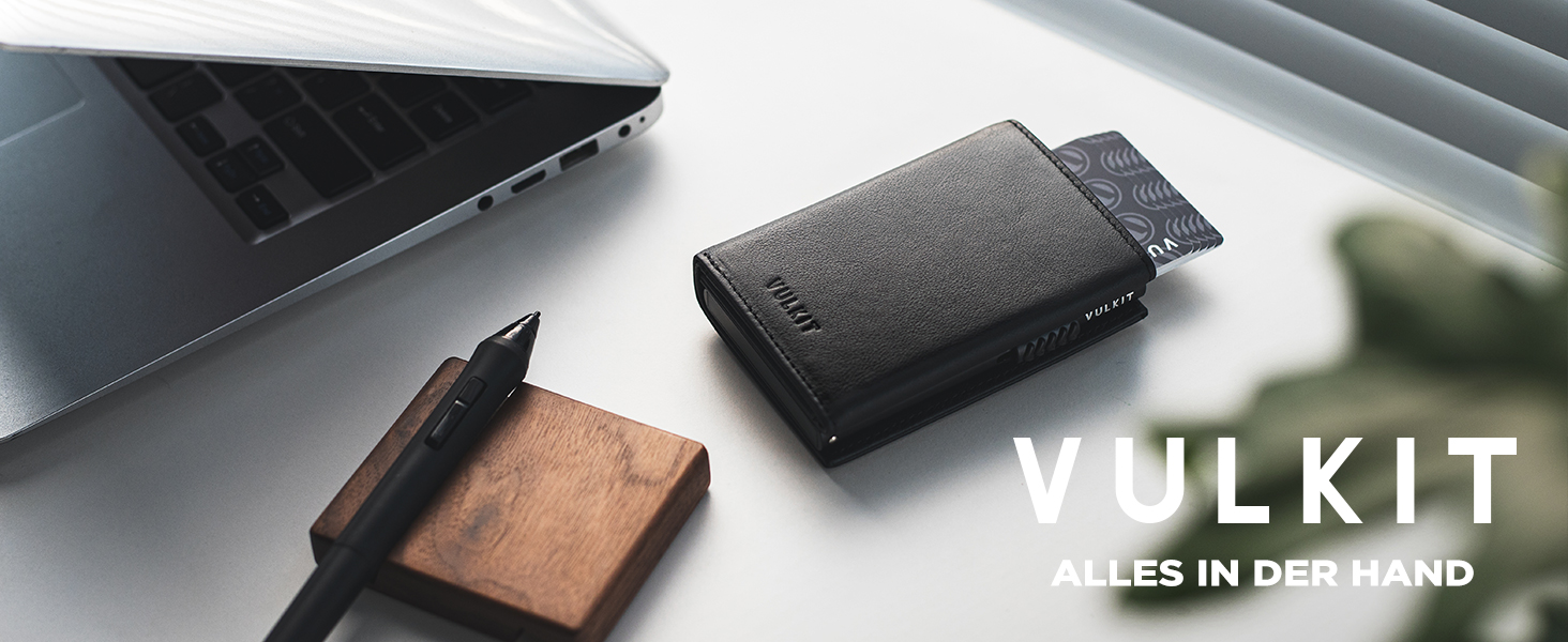 Шкіряний гаманець для карток VULKIT з RFID-захистом, Pop-Up механізмом, відділенням для купюр, монет та вікном для ID (Dutch Martin Espresso)