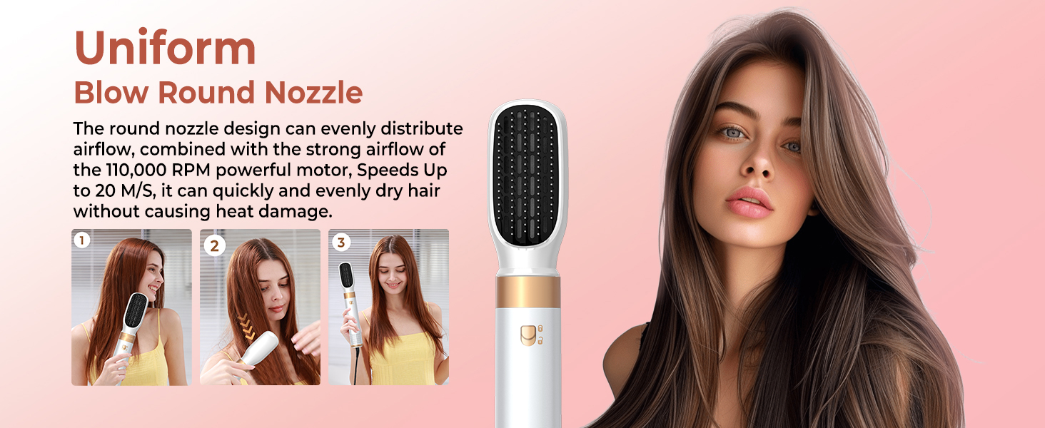 Мультистайлер для волосся 6 в 1 MogaWave Hairstyler Pro Airbrush: фен-щітка, автоматичний курлер та вирівнювач для об'єму, завивки та гладкості, бежевий