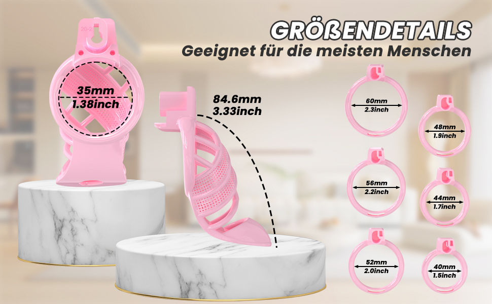 Набір для БДСМ: клітка для статевих органів, вібратор, 6 кільця для пеніса, керування через додаток, для чоловіків та пар (рожевий)