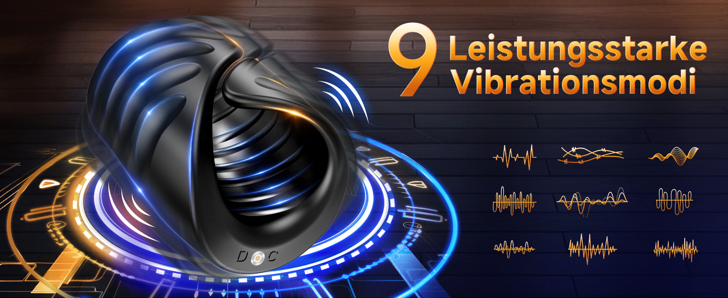 Інтимний масажер для пар з 9 вібраціями та функцією постукування, керування через додаток, подвійні кільця, презервативна накладка, чорний