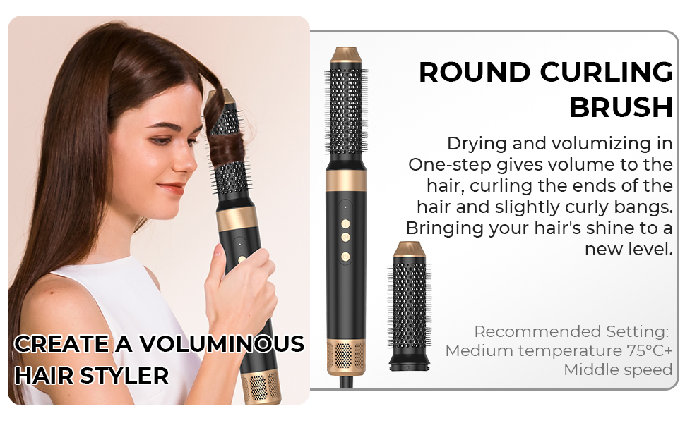 Мультистайлер для волосся 5 в 1 MogaWave Airstyler Pro 1000W: стайлер-фен, плойка для завивки та об'ємна щітка з іонізацією, коричневий