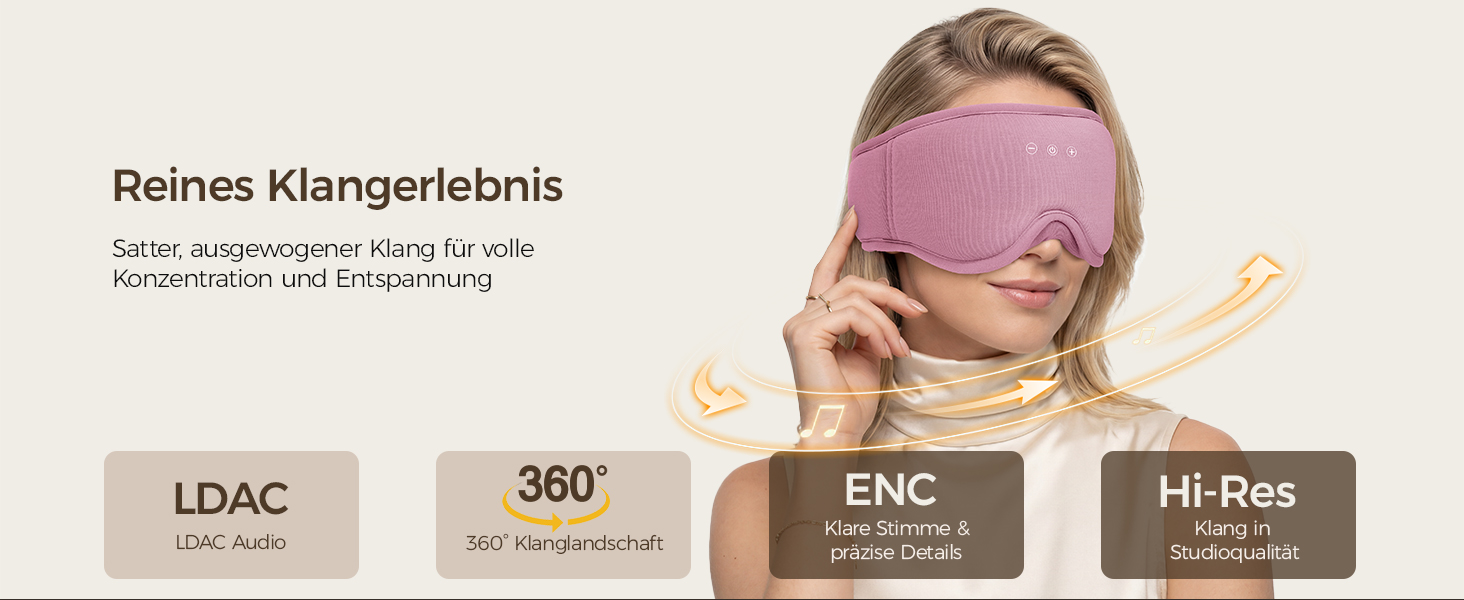 Bluetooth-маска для сну LOVE EYE для тих, хто спить на боці, з ультратонкими навушниками, дихаюча бавовняна тканина, червона