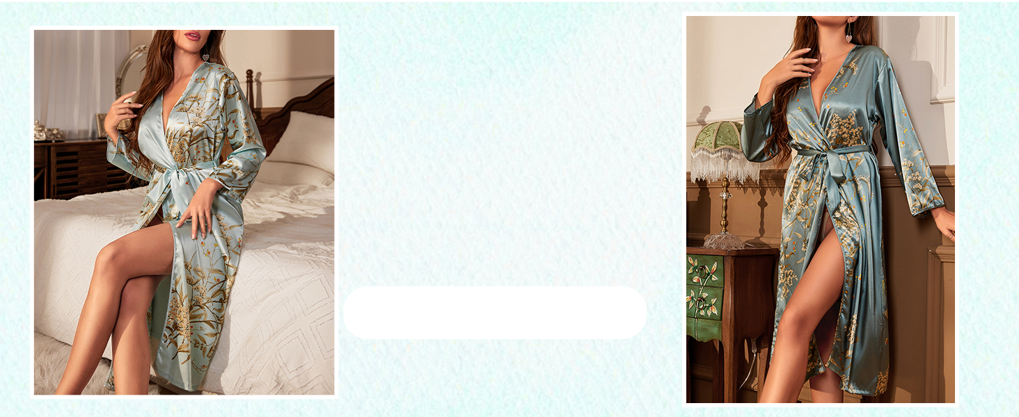 Жіночий халат FEOYA з шовковистого атласу, легкий, довгий, з V-подібним вирізом, для вечірки, весілля, дому, ніжної домашньої атмосфери, чорний