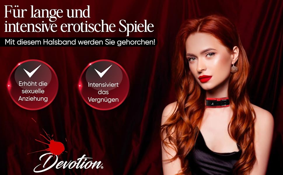 Підвіска DEVOTION з ланцюгом зі сталі, карабін, м'яка підкладка, не залишає слідів, з замком, червоно-чорна