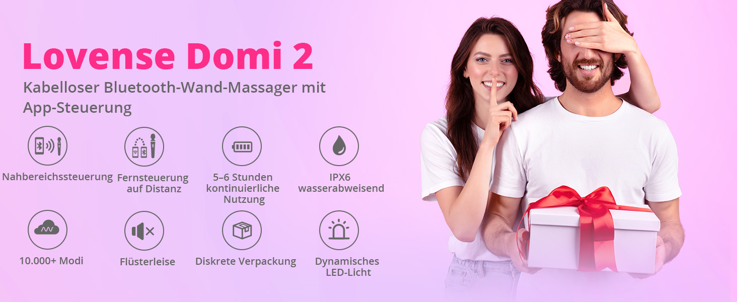 LOVENSE Domi 2: Bluetooth масажер для жінок та чоловіків з LED, пульт керування через додаток, секс-іграшка для пар, чорний