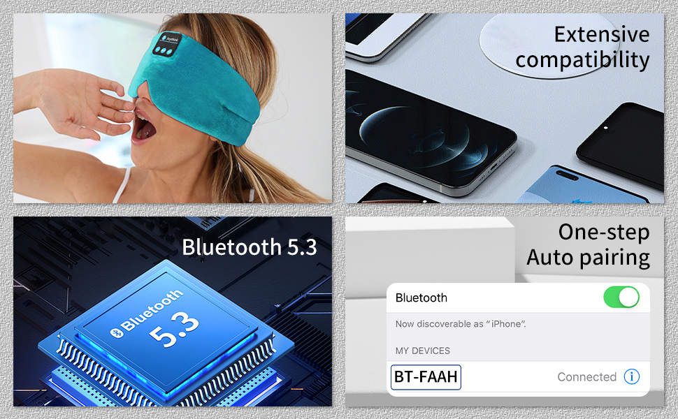 Маска для сну з Bluetooth-навушниками Joythink 5.3, шовкова музична маска для сну та медитації, підходить для сну на боці, 16 год роботи акумулятора, миюча маска для подорожей (блакитна)