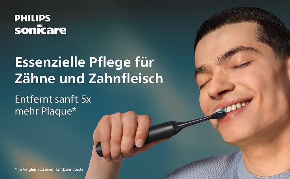 Електрична сонічна зубна щітка Philips Sonicare Series 4100 з датчиком тиску, 4 режимами очищення та дорожнім футляром, чорна, HX4044/52
