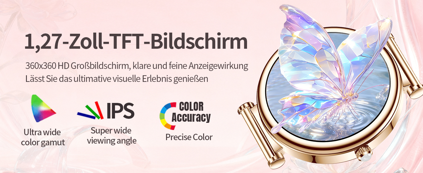 Смарт-годинник для жінок Rose Gold: водонепроникний фітнес-трекер з кольоровим екраном 1.27