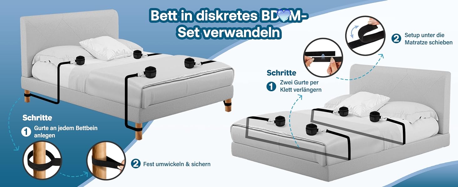 Набір для БДСМ-фетишу: комплект для пар, з наручниками, фіксаторами для ніг, пов'язкою на очі та пір'ям. Регульовані фіксатори від шиї до зап'ястя. Чорний колір.