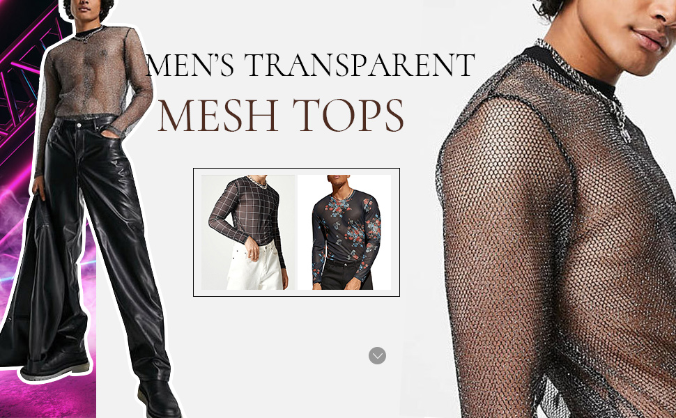 Чоловіча сітчаста футболка AIEOE з блискітками, прозора сорочка-сітка, футболка з коротким/довгим рукавом для клубів, літня сітчаста кофта, розмір M