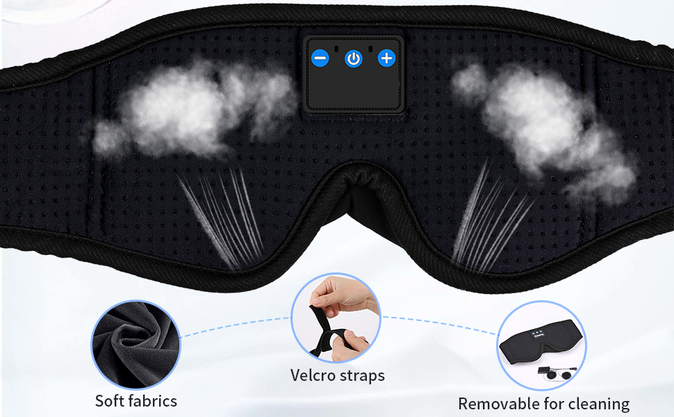 Маска для сну з Bluetooth-навушниками 3D, бездротові навушники для сну v5.4, дихаюча пов'язка для людей, що сплять на боці, для подорожей, йоги та медитації, миюча