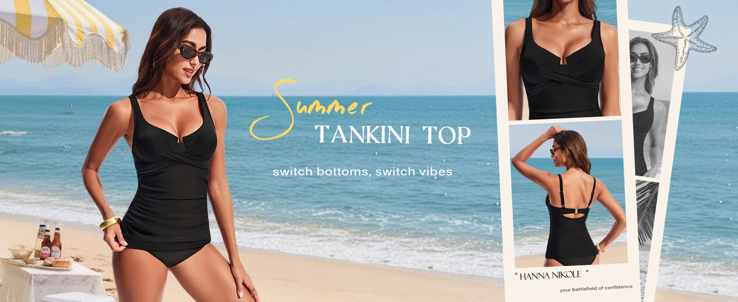 Топ для купальника Tankini Hanna Nikole з животом, зав'язками на грудях, V-подібним вирізом та принтом леопарда, S