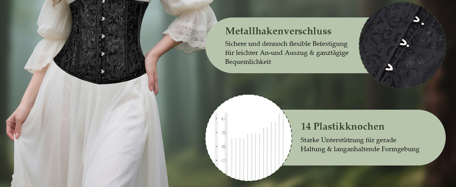 Корсет TRIWORKS для жінок: корсаж, бюстгальтер, сатиновий корсет з шнурівкою, стегновий фіксатор для Хелловіну та карнавалу, XS-XXL, коричневий