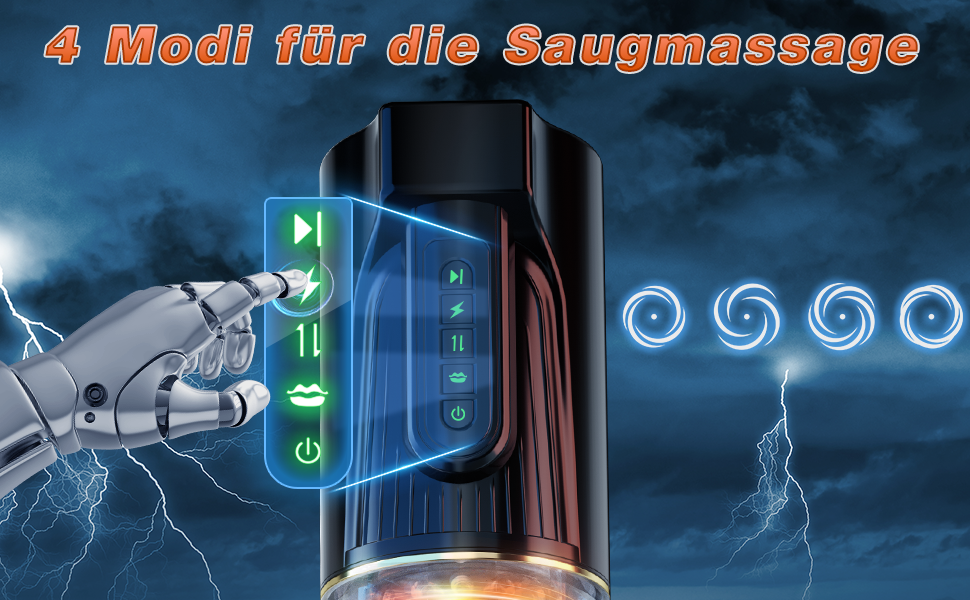 Інтимна іграшка для чоловіків - мастурбатор з 4 режимами всмоктування, 10 телескопічних та 10 обертових, кільце для пениса, MD-FRheidong