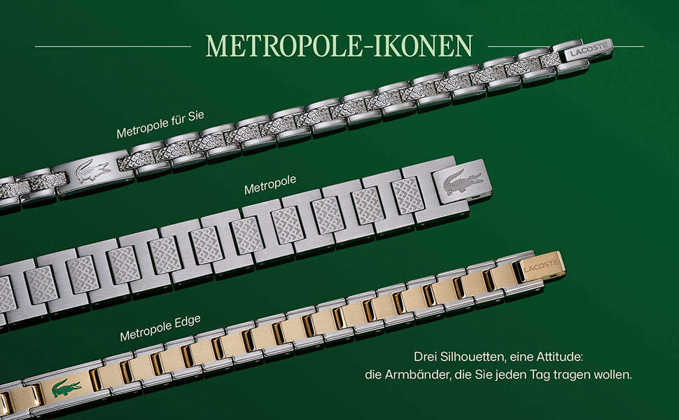 Жіночий браслет Lacoste колекції METROPOLE з застібкою-карабіном та візерунком petit piqué, золотистий