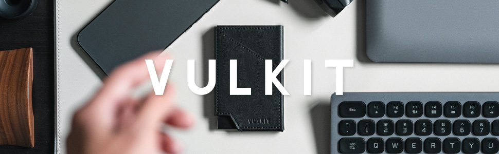 VULKIT Складаний картхолдер з RFID-захистом, тонкий алюмінієвий гаманець для кредитних карток, купюр та монет, темно-коричневий
