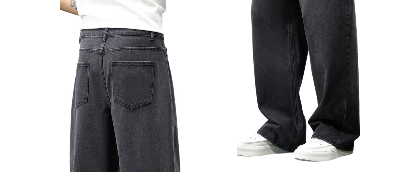 Чоловічі широкі джинси Baggy Y2K у стилі хіп-хоп та скейтбордингу з іррегулярними швами, чорні, розмір L