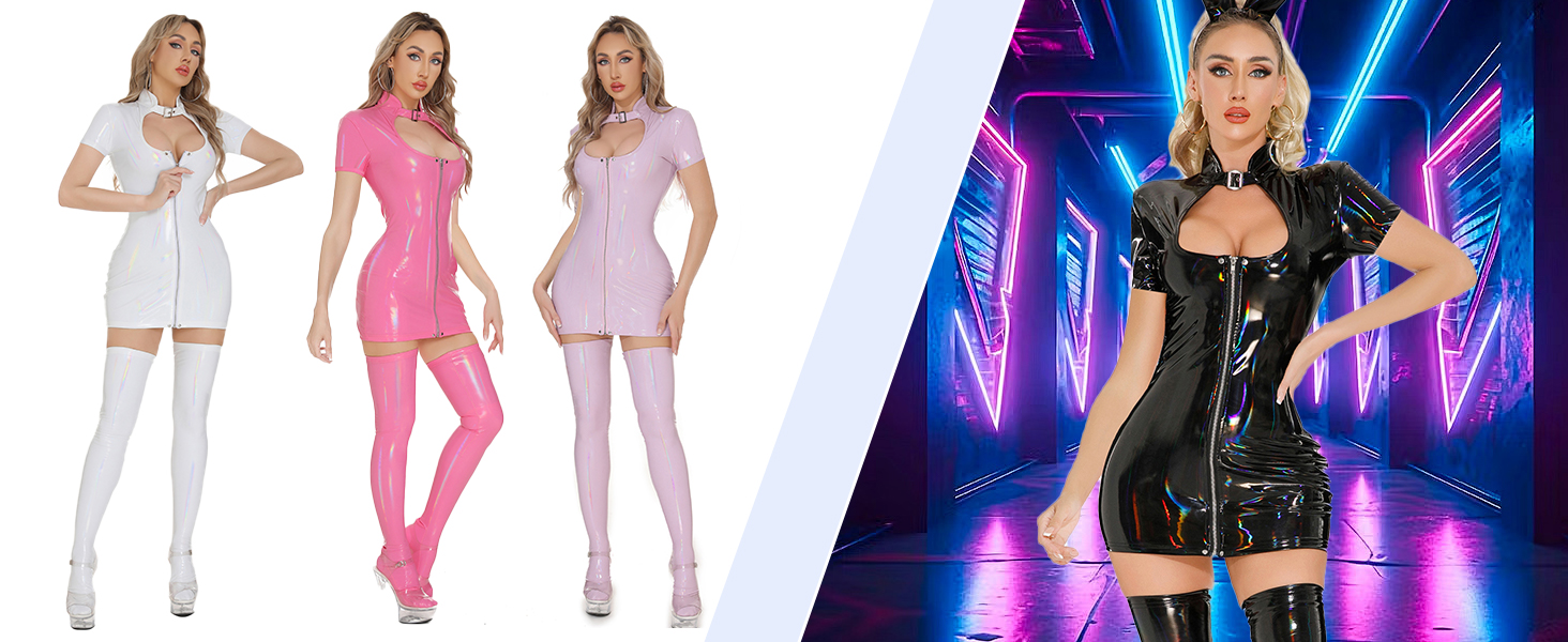 Латексна сукня для жінок Wetlook, сукня з лаку для жінок, латексний catsuit для жінок, чорний, XS-L